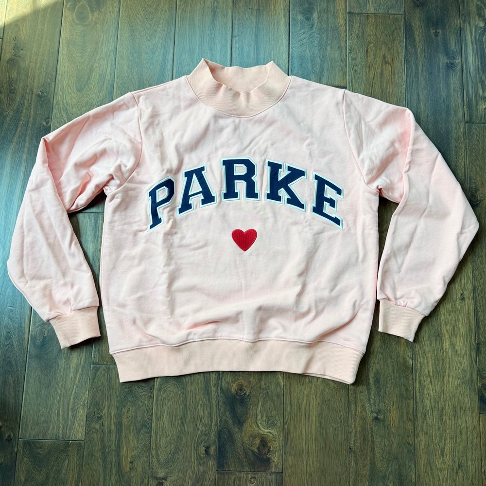 Parke Valentine's Day Varsity Mockneck sweatshirt pink "PARKE" small heart